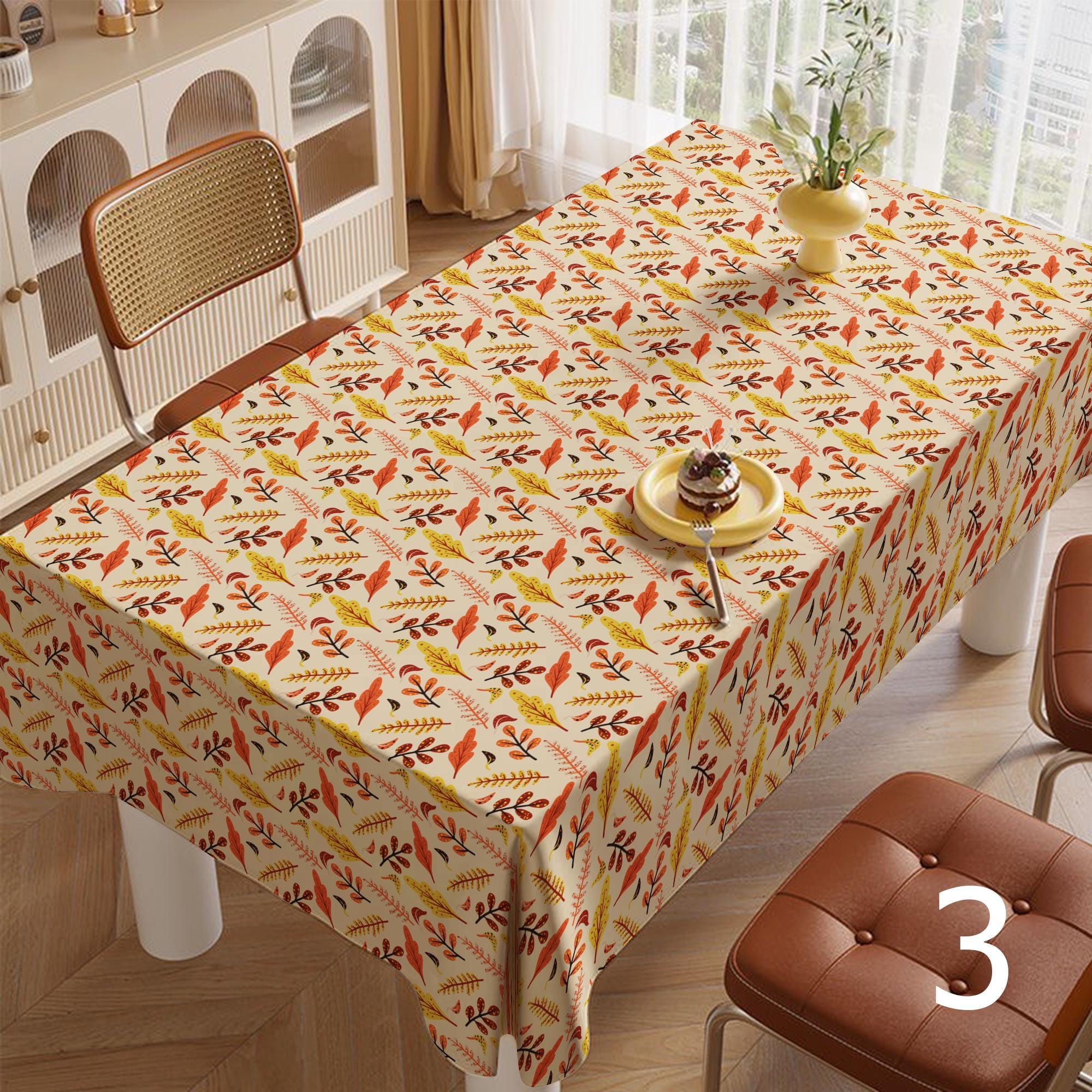 Thanksgiving Table Linen, Autumn Leaf Tablecloth, Fall Maple Leaves Table Cover, Harvest Season Tablecloths, Thanksgiving Dinner Table Decor