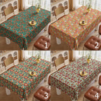 Retro Flower Table Cover, 60s 70s Boho Floral Kitchen Table Linens, Retro Floral Tablecloths, Mid Century Flower Print Table Cloths,