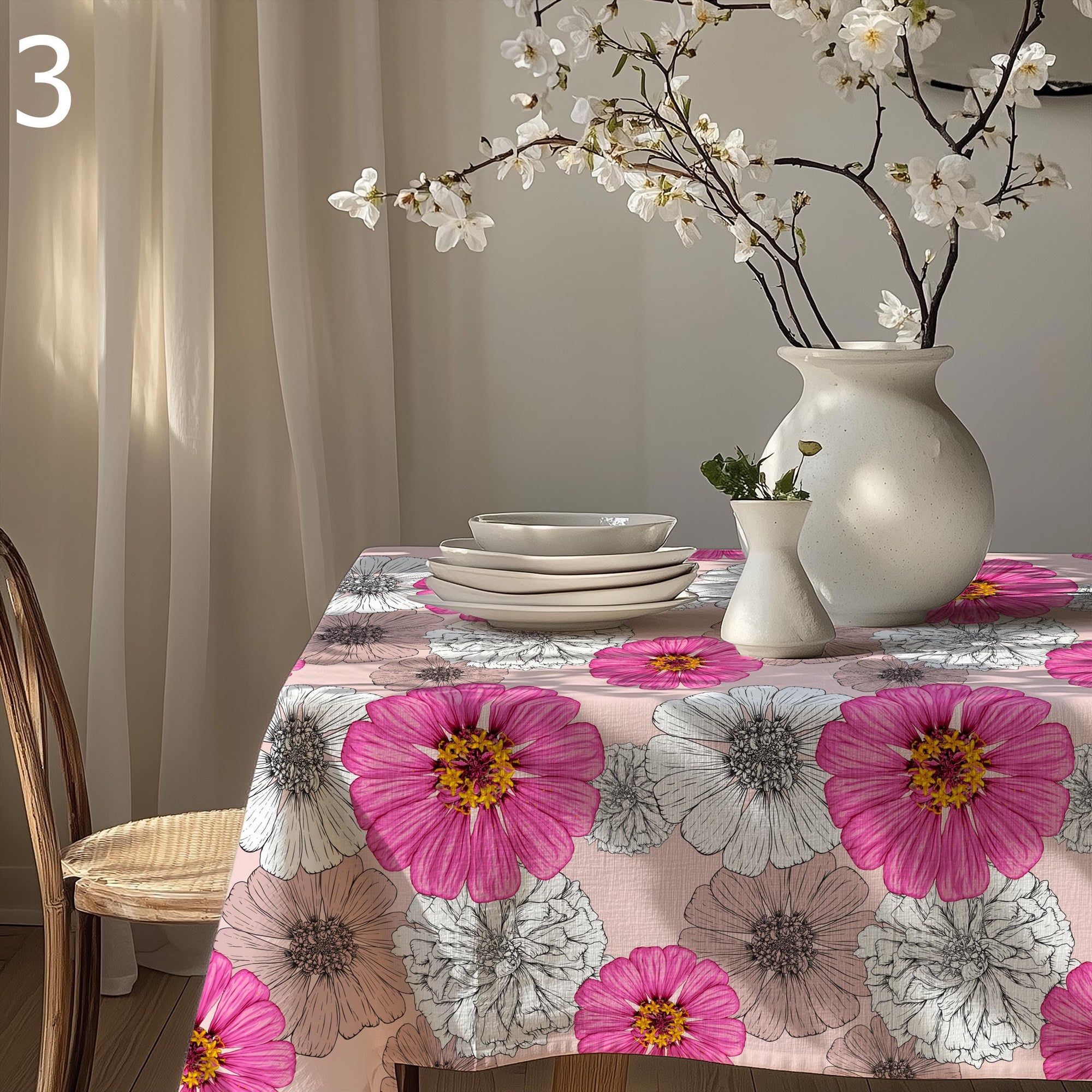 Floral Tablecloths, Flowers Cottagecore Kitchen Decor Tablecloths, Vintage Botanical Flowers Table Cover, Spring Floral Summer Table Linens