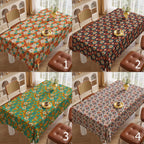 Retro Floral Tablecloths, Retro Flower Table Cover, 60s 70s Boho Floral Kitchen Table Linens,  Mid Century Flower Print Table Cloths