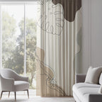 Modern Abstract Window Curtains, Modern Minimalist Panel Curtains, Modern Neutral Blackout Curtain Panel, Natural Minimalist Grommet Drapes