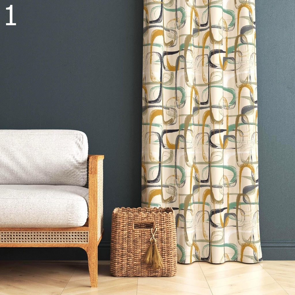 Mid Century Modern Curtain Panels, Retro 70s Curtains, Vintage Retro Style Curtains, 80s Retro Window Curtains, MCM Curtains, Mod Curtains