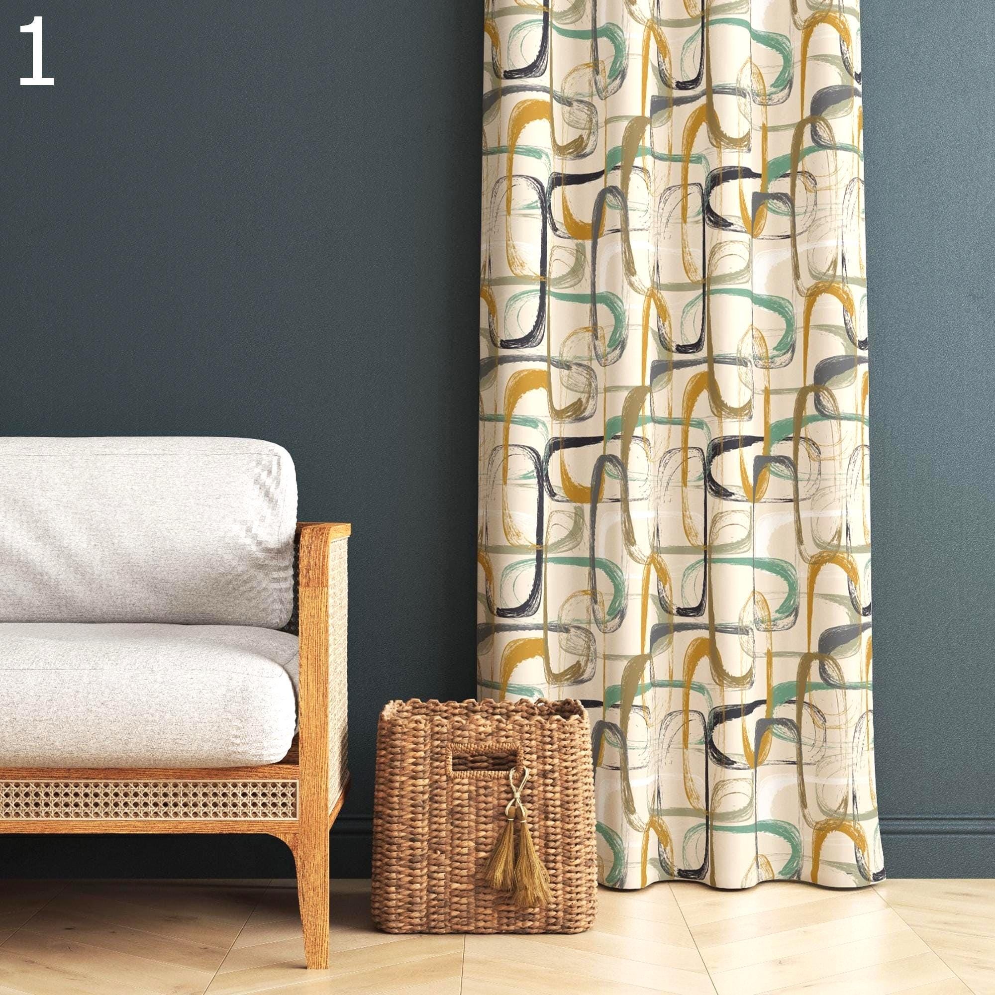 Mid Century Modern Curtain Panels, Retro 70s Curtains, Vintage Retro Style Curtains, 80s Retro Window Curtains, MCM Curtains, Mod Curtains