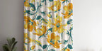 Floral Curtains, Yellow Floral Print Curtain Panel, Yellow Floral Drapes, Yellow and Green Flowers Curtain Panels, Floral Window Panel
