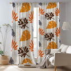 Bold Tropical Leaves Curtain, Orange Brown Monstera Print Window Panel for Fall Decor, Tropical Leaf Panels, Exotic Leaves Drapes