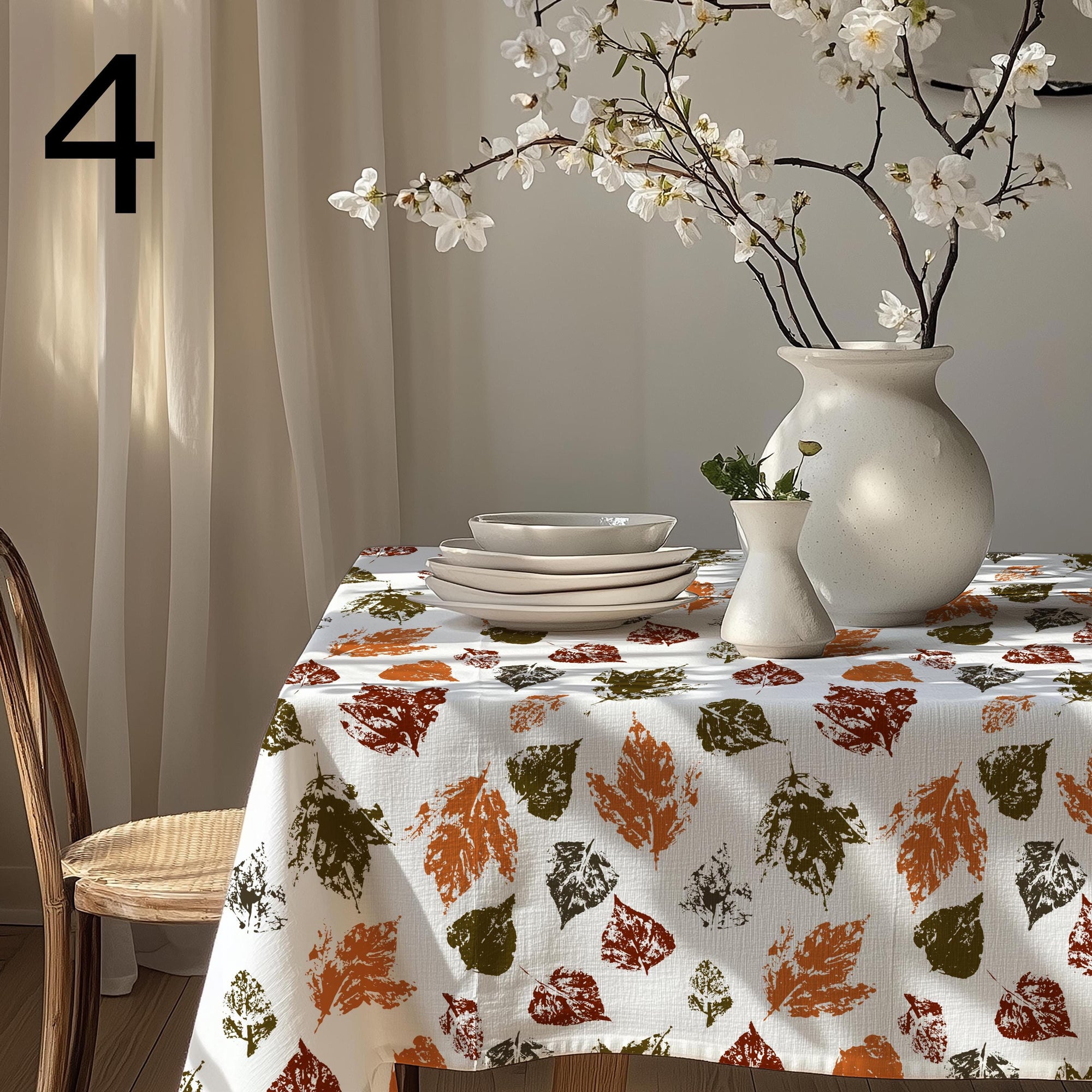 Fall Leaves Table Cloths, Autumn Floral Table Cover, Autumn Seasonal Table Decor, Fall Berries Kitchen Table Linens, Fall Party Decor