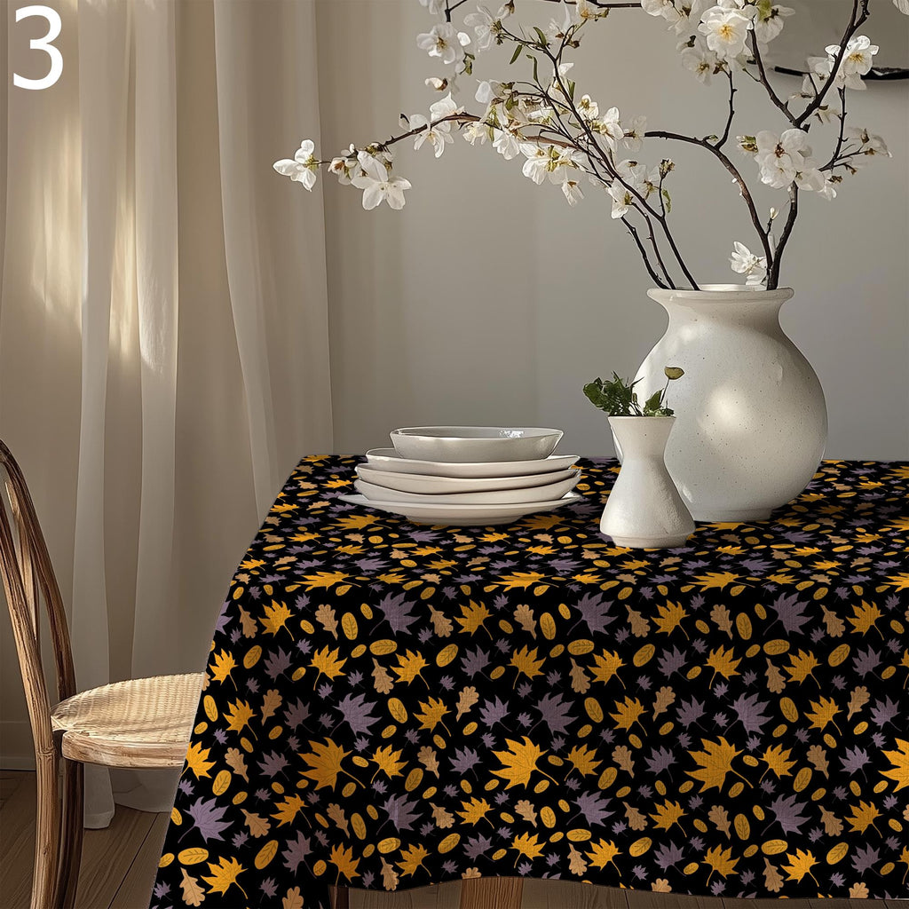 Fall Leaves Table Cloths, Autumn Floral Table Cover, Autumn Seasonal Table Decor, Fall Dry Leaves Kitchen Tablecloths, Fall Party Decor