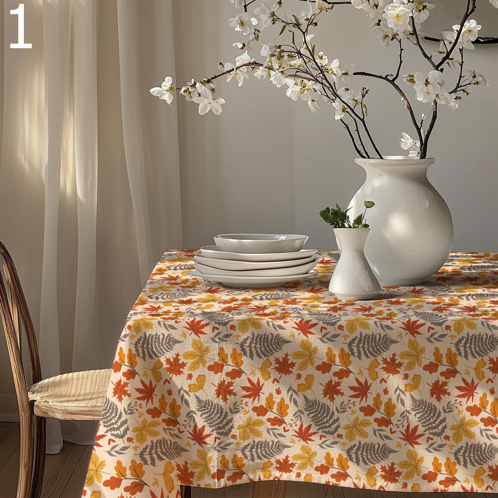 Fall Leaves Table Cloths, Autumn Floral Table Cover, Autumn Seasonal Table Decor, Fall Dry Leaves Kitchen Tablecloths, Fall Party Decor