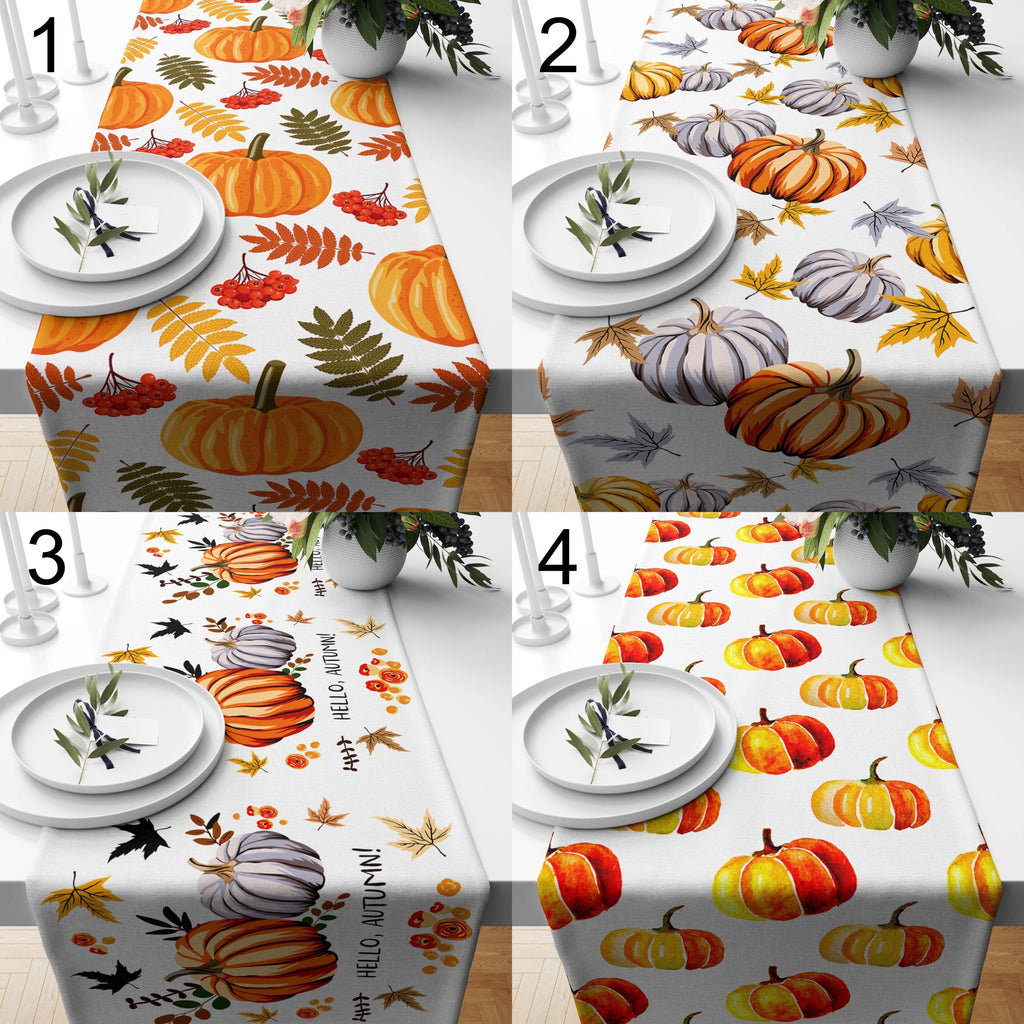 Fall Pumpkin Table Runner, Hello Autumn Table Runners, Seasonal Party Table Decor, Thanksgiving Pumpkin Runners, Autumn Table Decor