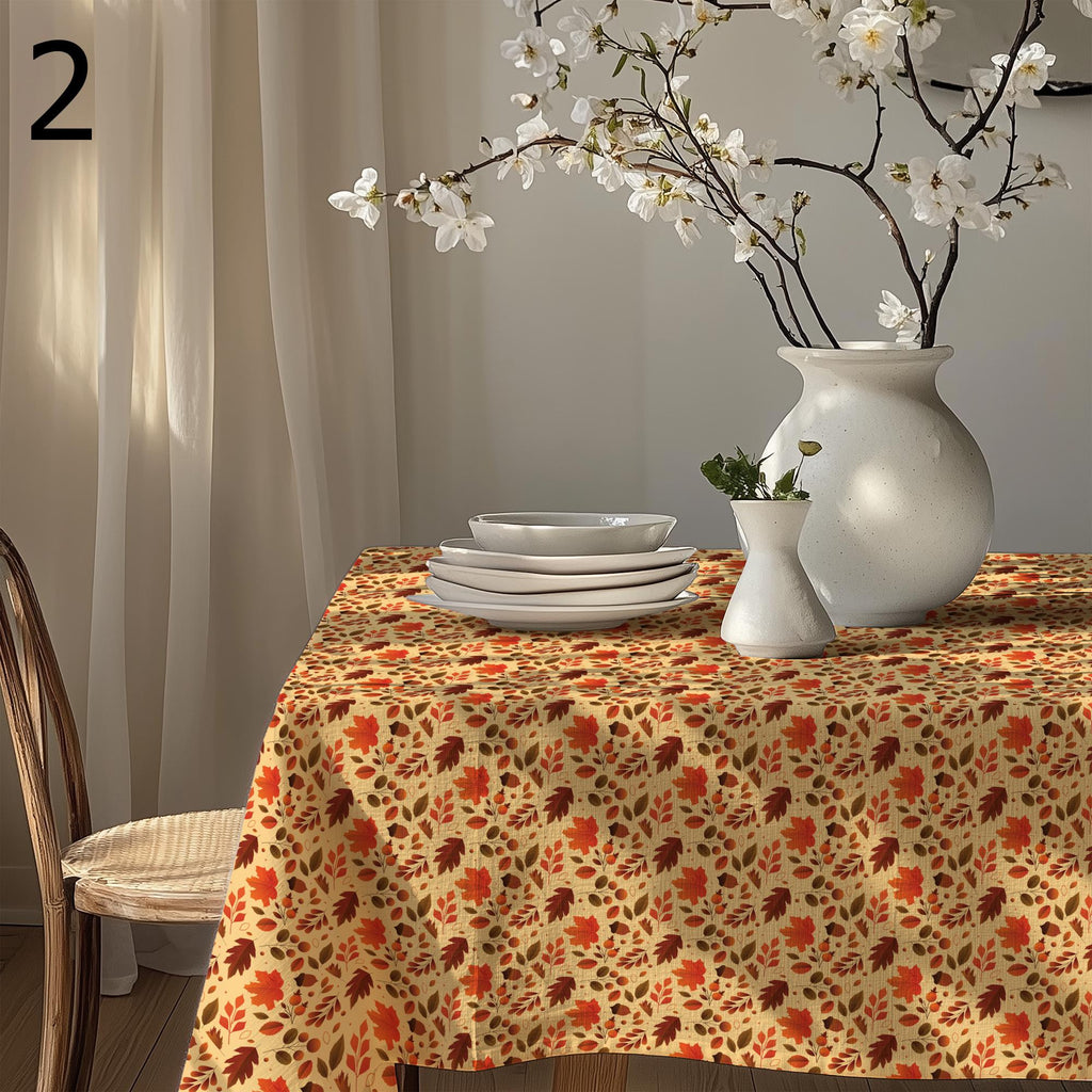 Fall Dry Leaves Kitchen Table Linens, Fall Leaves Table Cloths, Autumn Floral Table Cover, Autumn Seasonal Party Table Decor