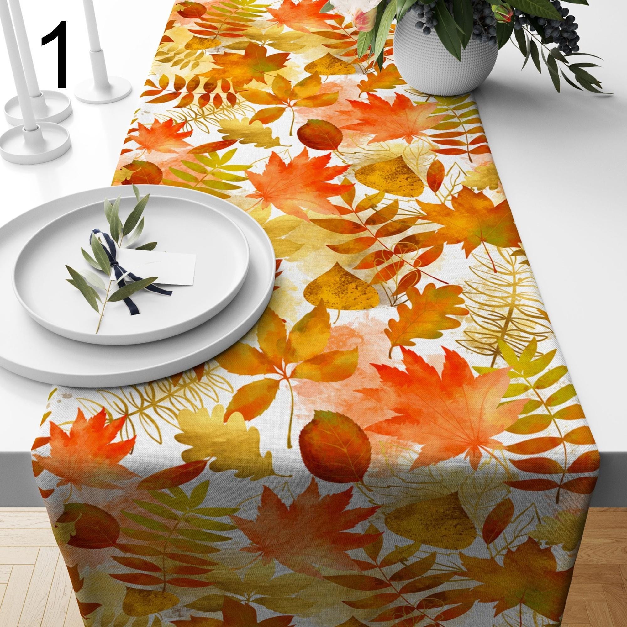 Fall Dry Leaves Table Runners, Fall Leaves Runner, Autumn Floral Table Decor, Autumn Seasonal Party Table Runner