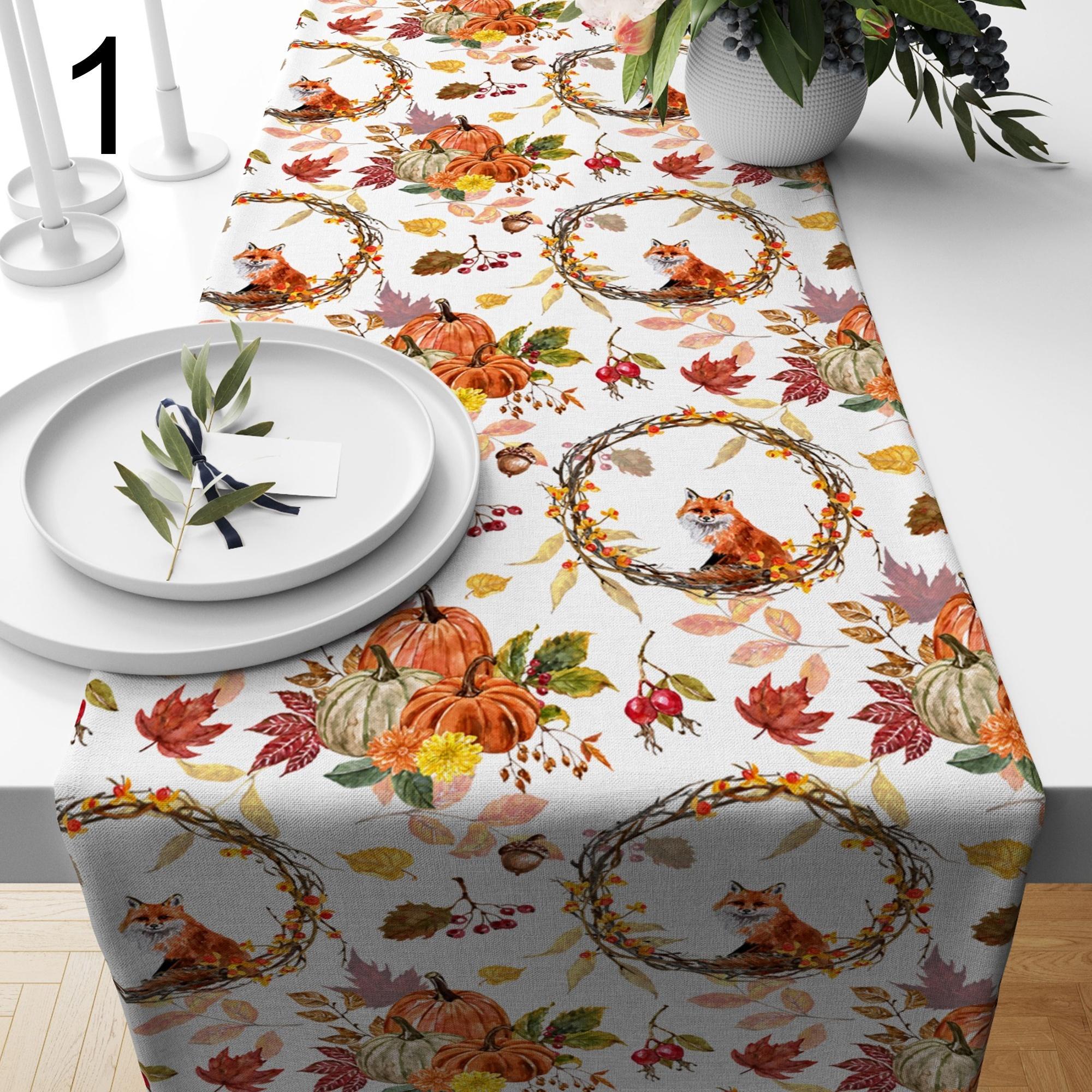Thanksgiving Table Runners, Fall Leaves Runner, Autumn Plaid Table Decor, Autumn Seasonal Party Table Runner, Autumn Harvest Runners