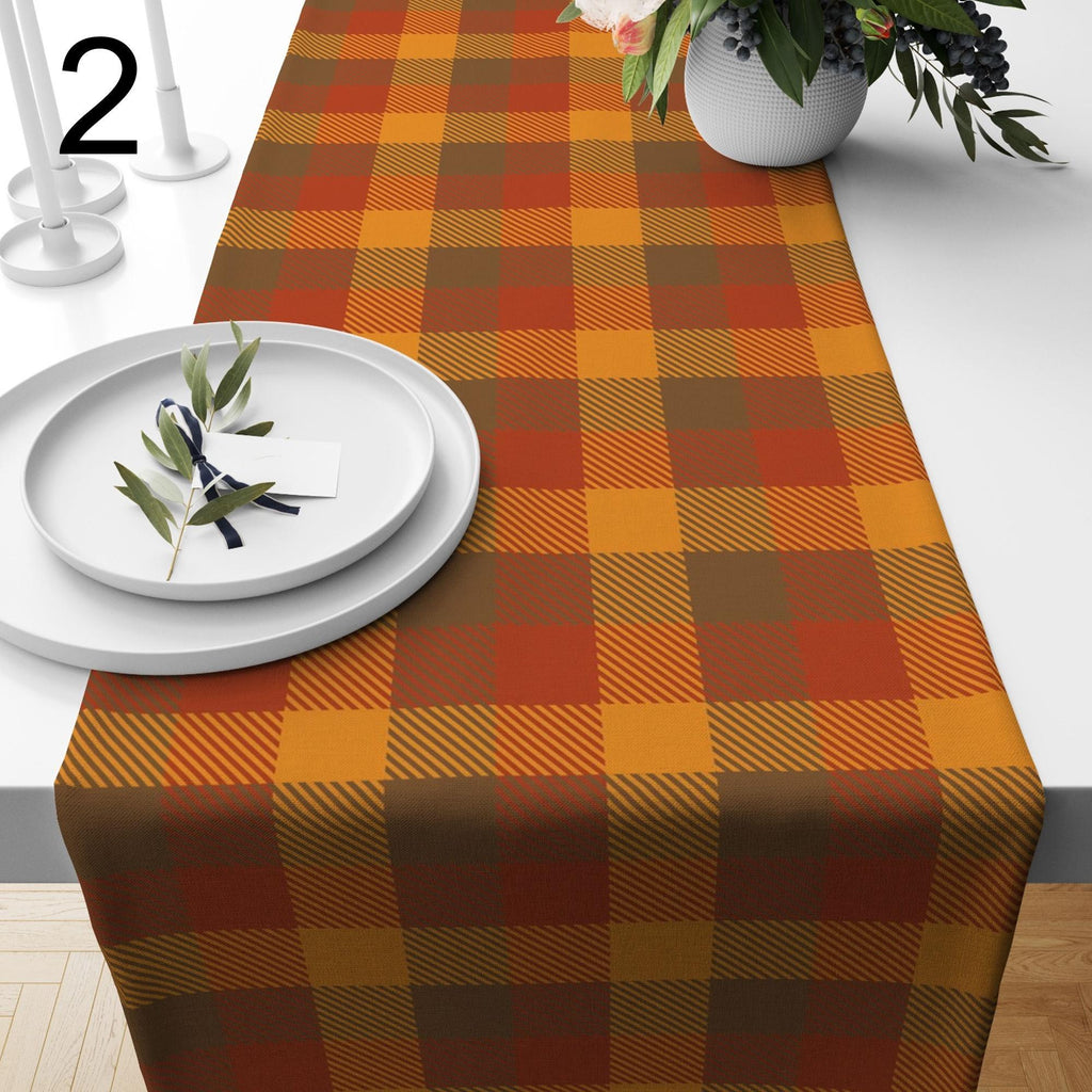 Thanksgiving Table Runners, Fall Leaves Runner, Autumn Plaid Table Decor, Autumn Seasonal Party Table Runner, Autumn Harvest Runners