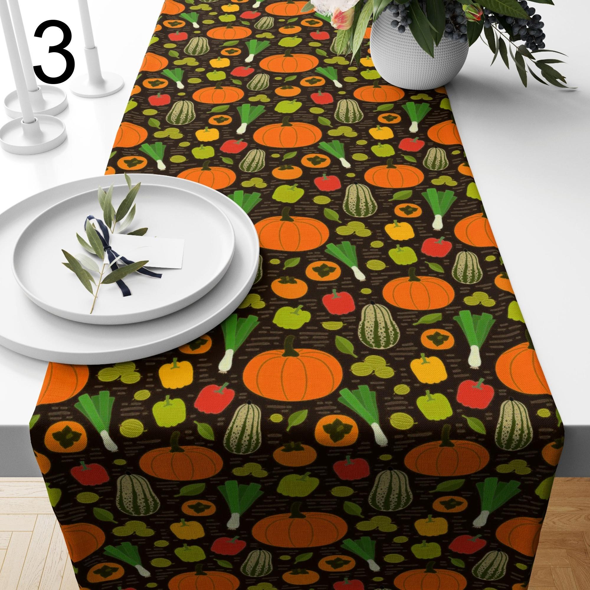 Thanksgiving Table Runners, Fall Leaves Runner, Autumn Plaid Table Decor, Autumn Seasonal Party Table Runner, Autumn Harvest Runners