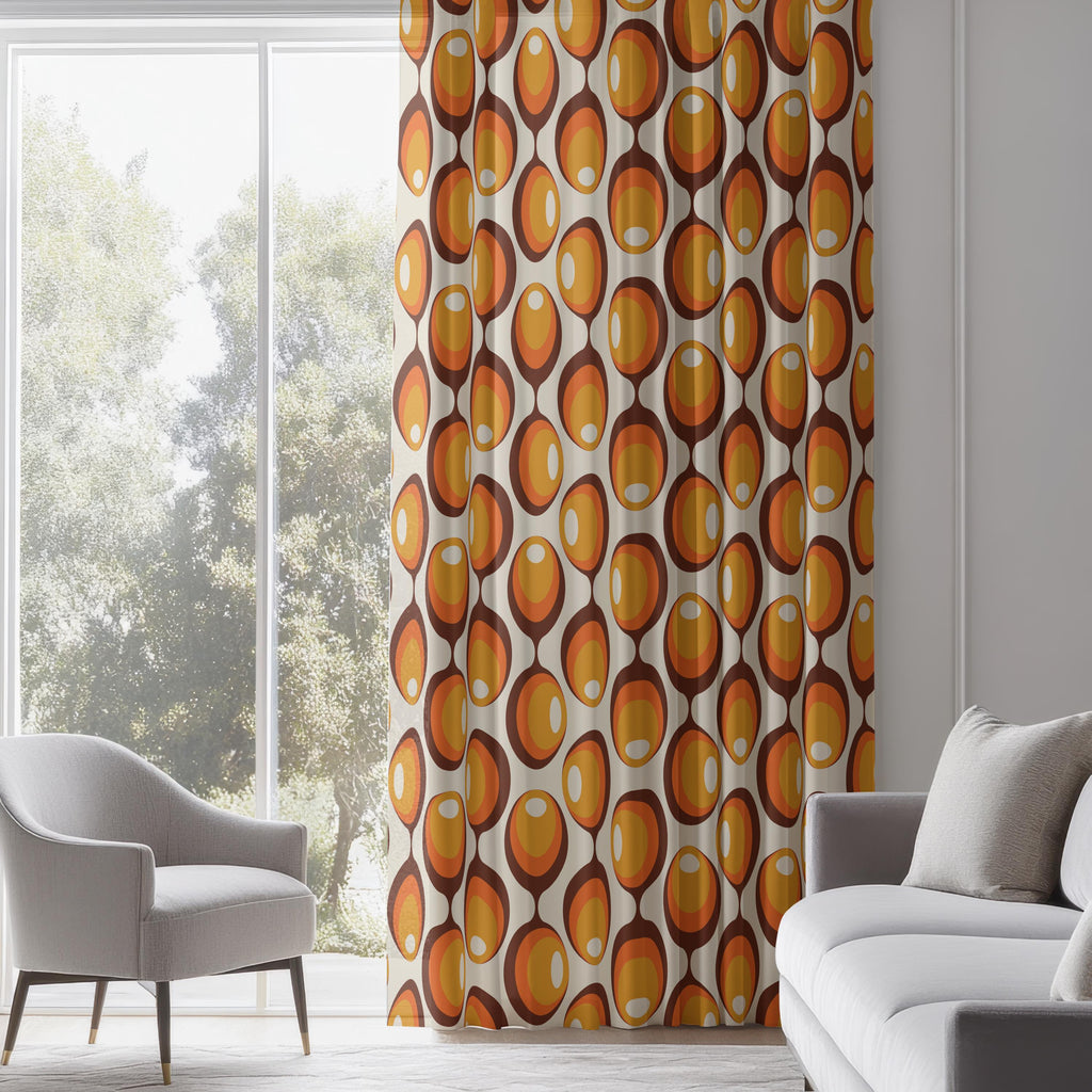 70s Groovy Curtains, Retro Grommet Curtains, Retro Blackout Curtain, Mid Century Curtain Panels, Retro Groovy Printed Curtain, Mcm Curtains