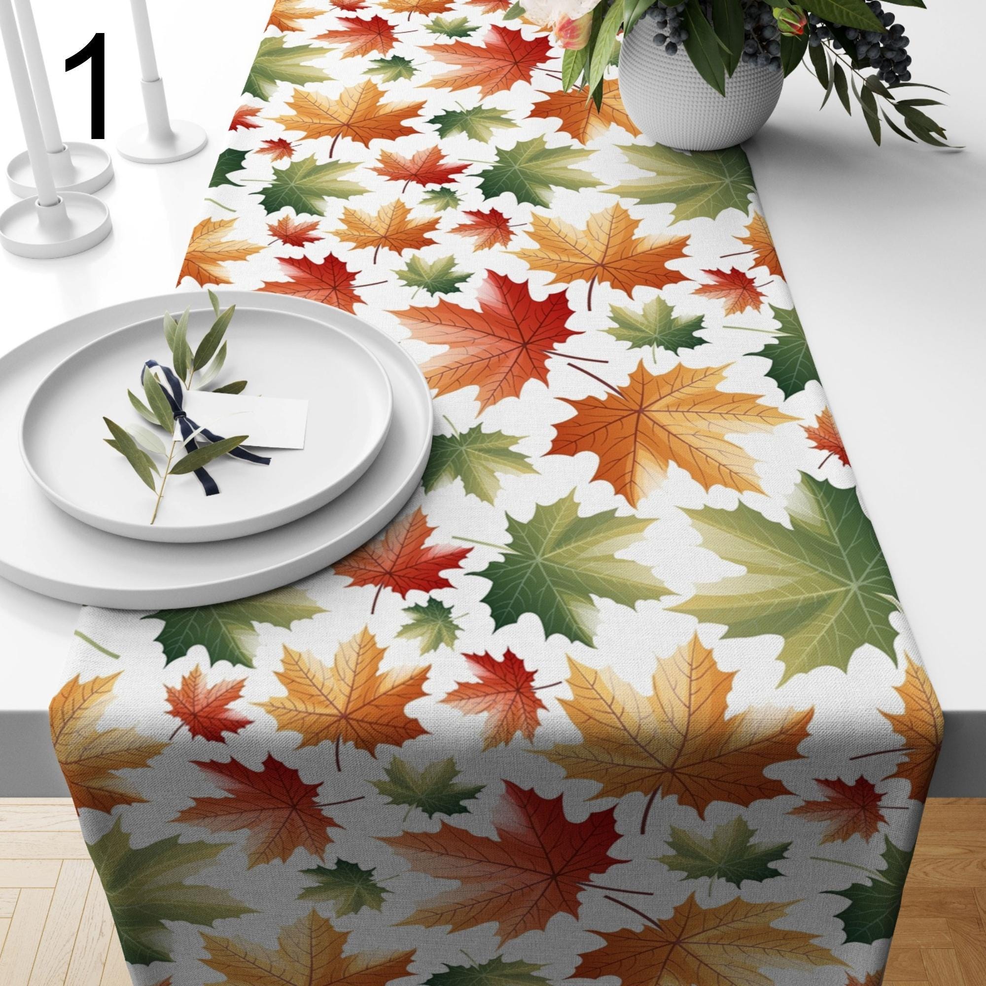 Maple Leaves Table Runners, Fall Leaves Runner, Autumn Maple Leaf Table Decor, Autumn Seasonal Orange Table Runner
