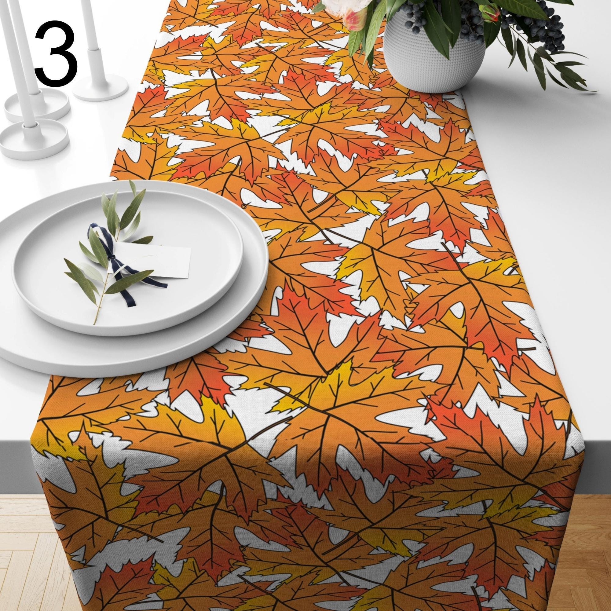 Maple Leaves Table Runners, Fall Leaves Runner, Autumn Maple Leaf Table Decor, Autumn Seasonal Orange Table Runner