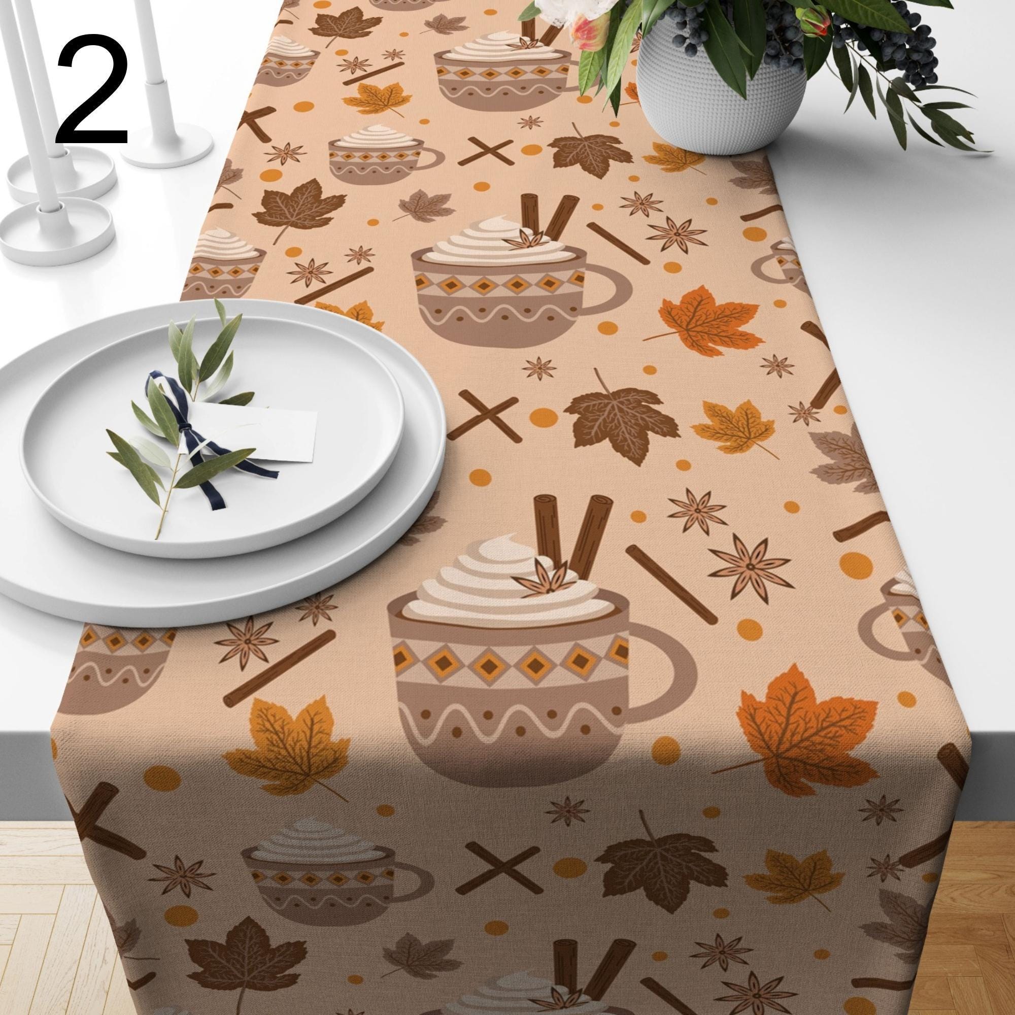 Fall Pumpkin Table Runner, Decorative Autumn Table Decor, Thanksgiving Pumpkin Sunflowers Table Runners, Pumpkin Pattern Runners