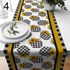 Fall Pumpkin Table Runner, Decorative Autumn Table Decor, Thanksgiving Pumpkin Sunflowers Table Runners, Pumpkin Pattern Runners