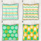 Vibrant Colors Outdoor Print Chair Cushion, Tropical Chair Pads, Green Yellow Summer Chair Pads with Ties, Summer Patio Chair Pads