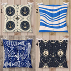 Nautical Square Chair Pad, Anchor Chair Cushion with Ties, Marine Chair Pads with Ties, Sailor Patio Chair Cushions, Summer Chair Cushions