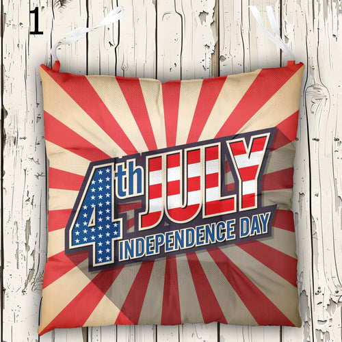 4th July Seat Pads, Independence Day Decor Chair Cushions, Patriotic Outdoor Indoor Chair Cushion With Ties, 4th July Tie-On Chair Pads