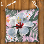 Tropical Chair Cushions, Hawaiian Chair Cushions, Botanical Seat Pads, Outdoor Patio Cushions, Exotic Floral Tie-On Chair Pads