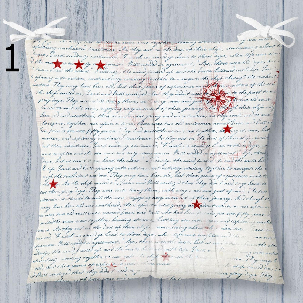 Nautical Chair Pads with Ties, Coastal Chair Cushions, Ocean Breeze Chair Seat Pads, Maritime Chair Cushions Chair Pads