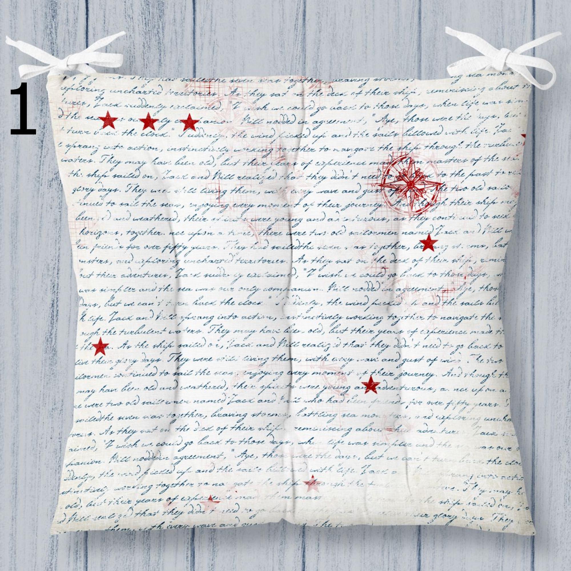 Nautical Chair Pads with Ties, Coastal Chair Cushions, Ocean Breeze Chair Seat Pads, Maritime Chair Cushions Chair Pads