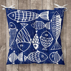 Nautical Square Chair Pad, Anchor Chair Cushion with Ties, Marine Chair Pads with Ties, Sailor Patio Chair Cushions, Summer Chair Cushions