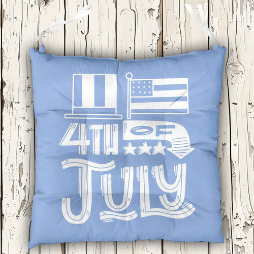 4th July Seat Pads, Independence Day Decor Chair Cushions, Patriotic Outdoor Indoor Chair Cushion With Ties, USA 4th July Tie-On Chair Pads
