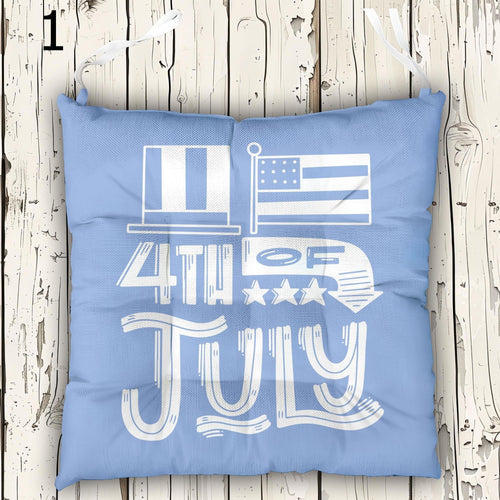 4th July Seat Pads, Independence Day Decor Chair Cushions, Patriotic Outdoor Indoor Chair Cushion With Ties, USA 4th July Tie-On Chair Pads