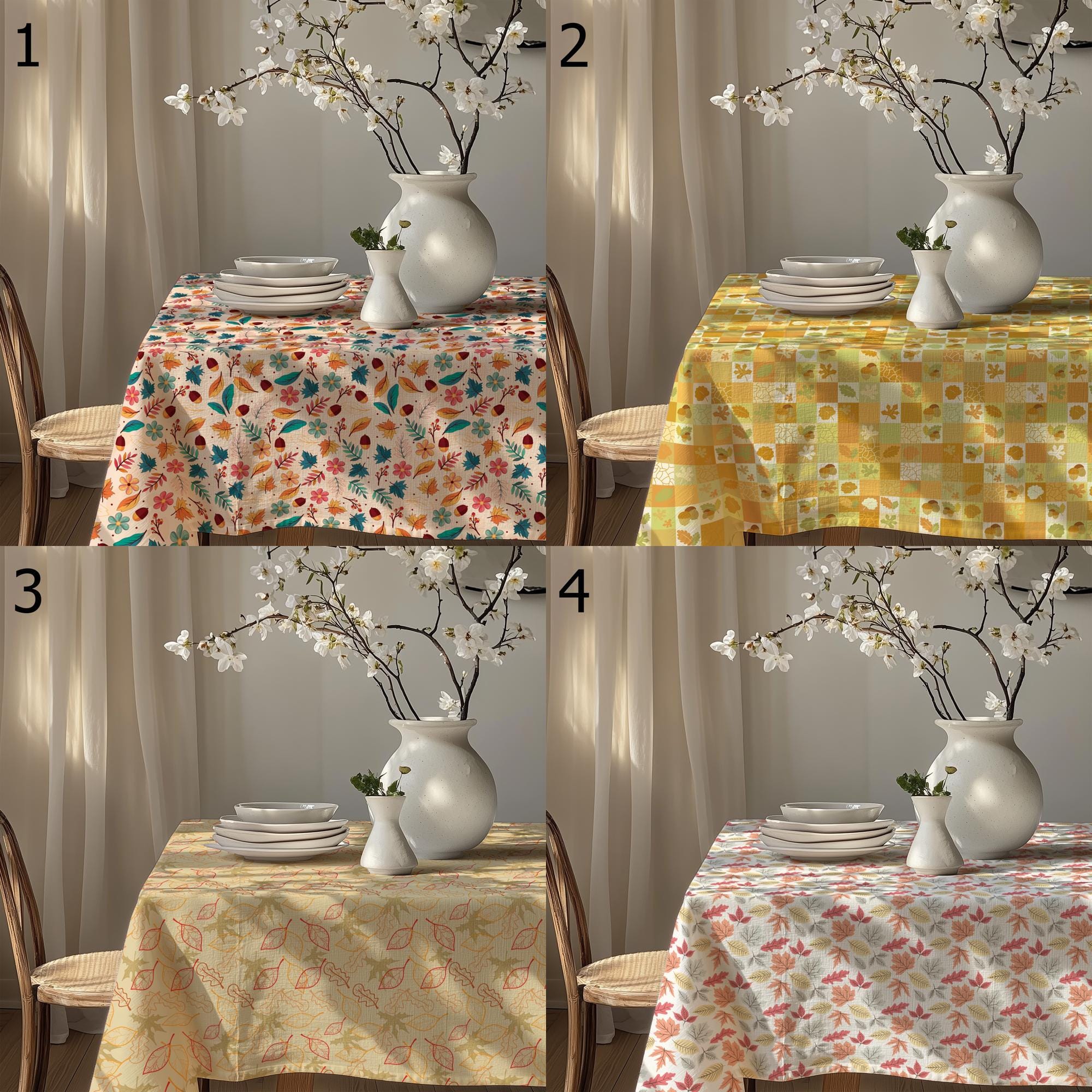 Autumn Seasonal Table Decor, Fall Leaves Table Linens, Autumn Leaves Table Cover, Fall Dry Leaves Tablecloths, Fall Party Table Decor