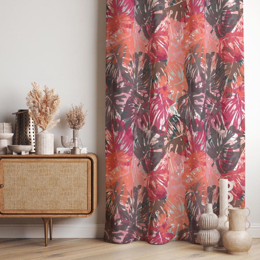 Tropical Leaf Curtains, Botanical Window Curtain Panels, Colorful Tropical Curtain Panels, Tropical Drapes, Botanical Leaves Curtains