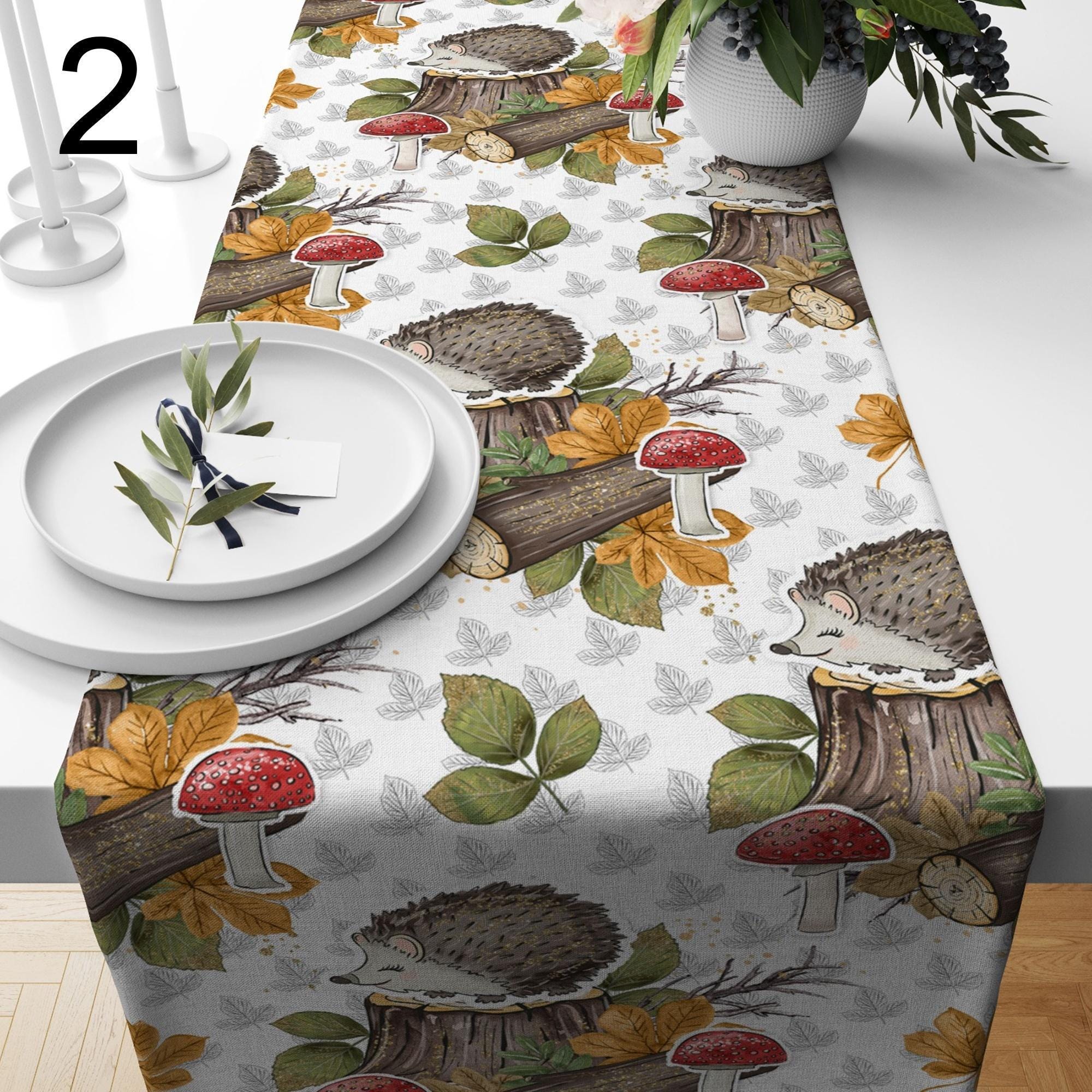 Autumn Mushroom Table Runner, Cozy Fall Table Decor, Floral Autumn Runner, Red Mushroom Table Decor, Fall Seasonal Runners