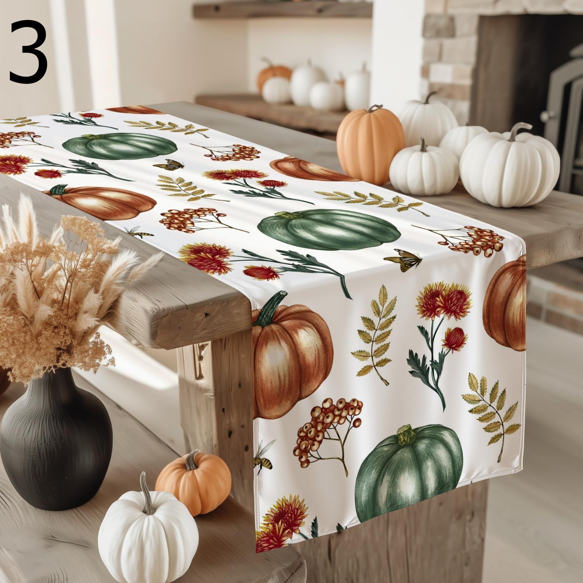 Fall Pumpkin Table Runner, Autumn Leaves Party Table Decor, Orange Pumpkin Style Table Runners, Thanksgiving Harvest Table Decors