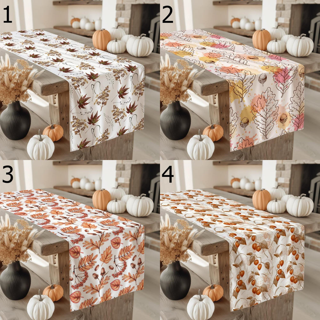 Fall Dry Leaves Table Runner, Autumn Orange Table Decor, Thanksgiving Runners, Seasonal Table Runners