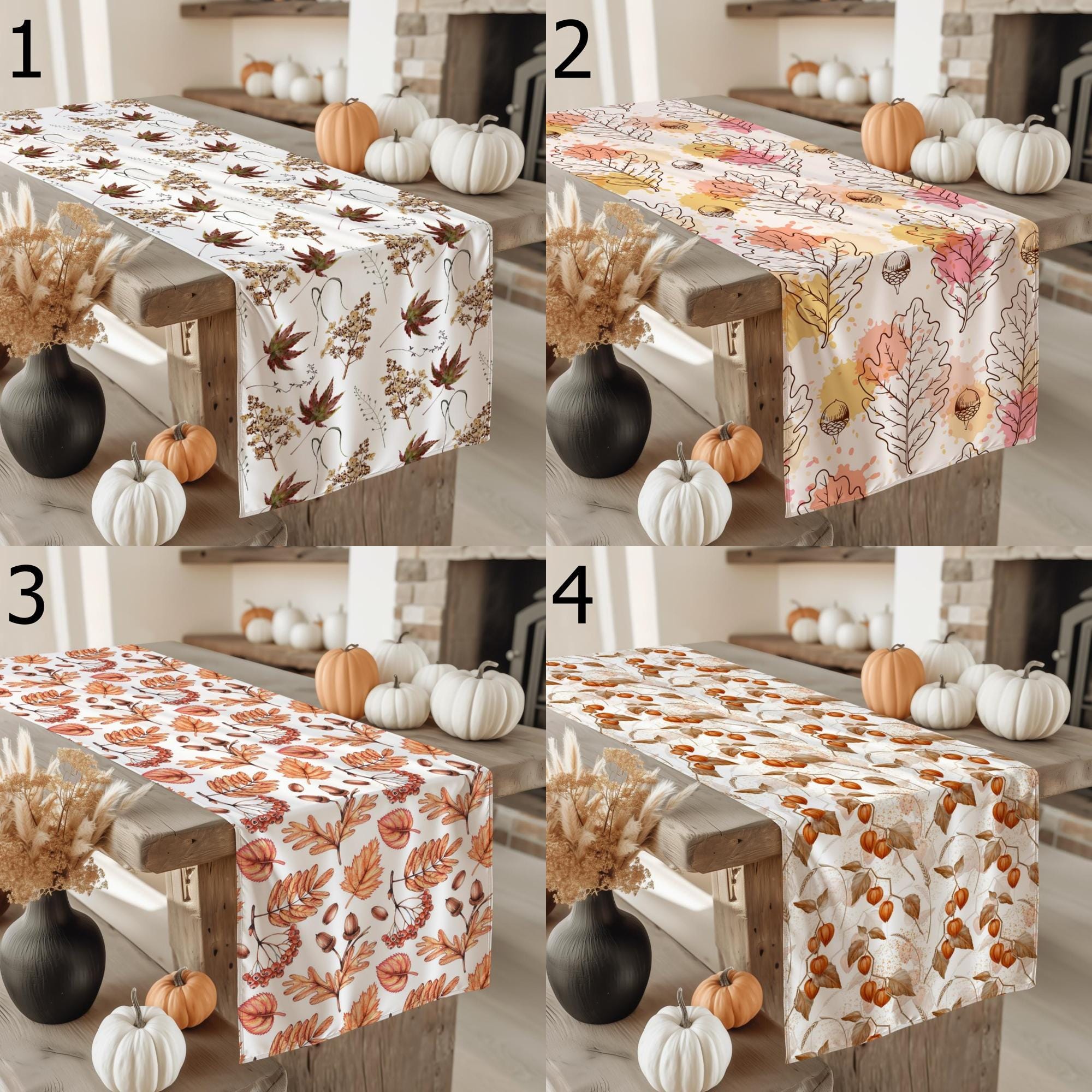 Fall Dry Leaves Table Runner, Autumn Orange Table Decor, Thanksgiving Runners, Seasonal Table Runners