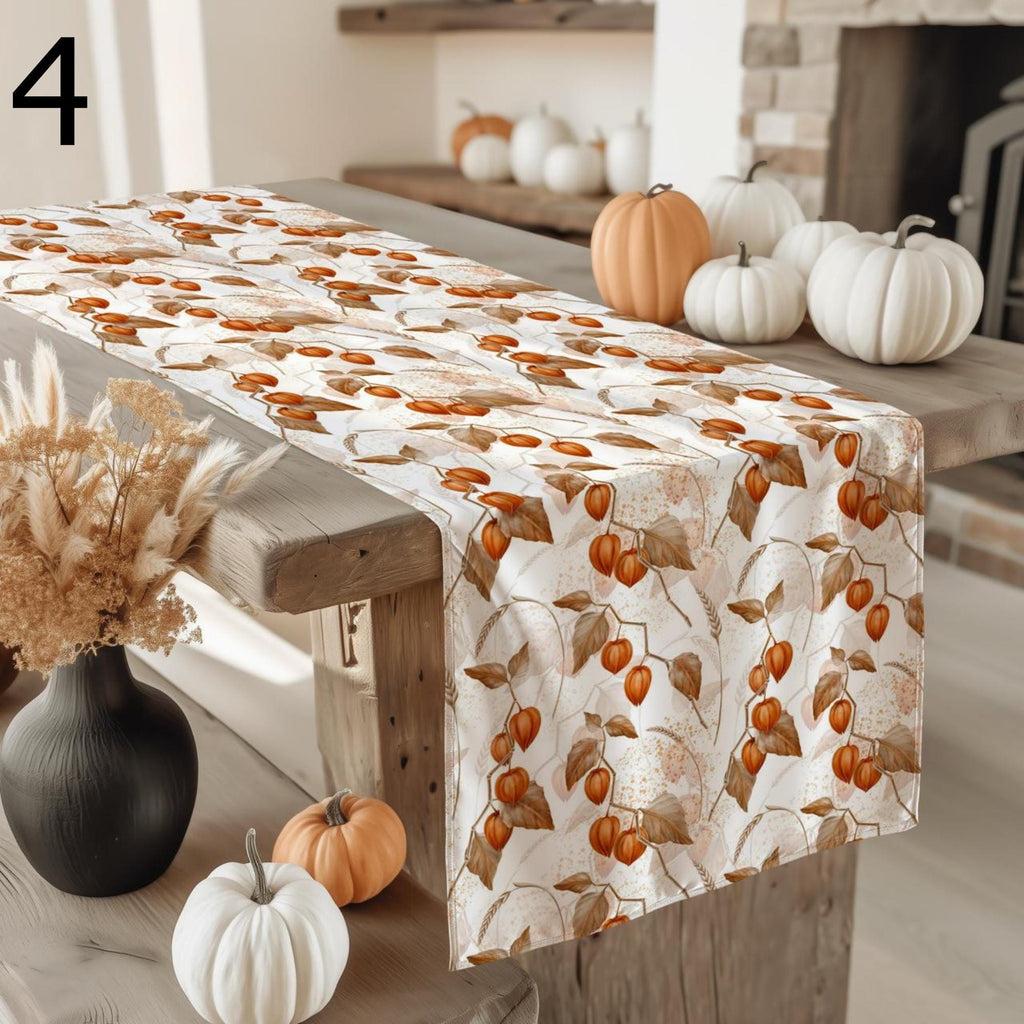 Fall Dry Leaves Table Runner, Autumn Orange Table Decor, Thanksgiving Runners, Seasonal Table Runners
