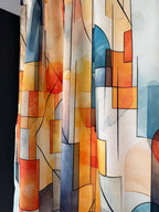 Mid Century Modern Curtain Panels, Modern Art Deco Style Curtain, Retro 70s Curtains, Mcm Curtain Panels, Retro Groovy Curtains