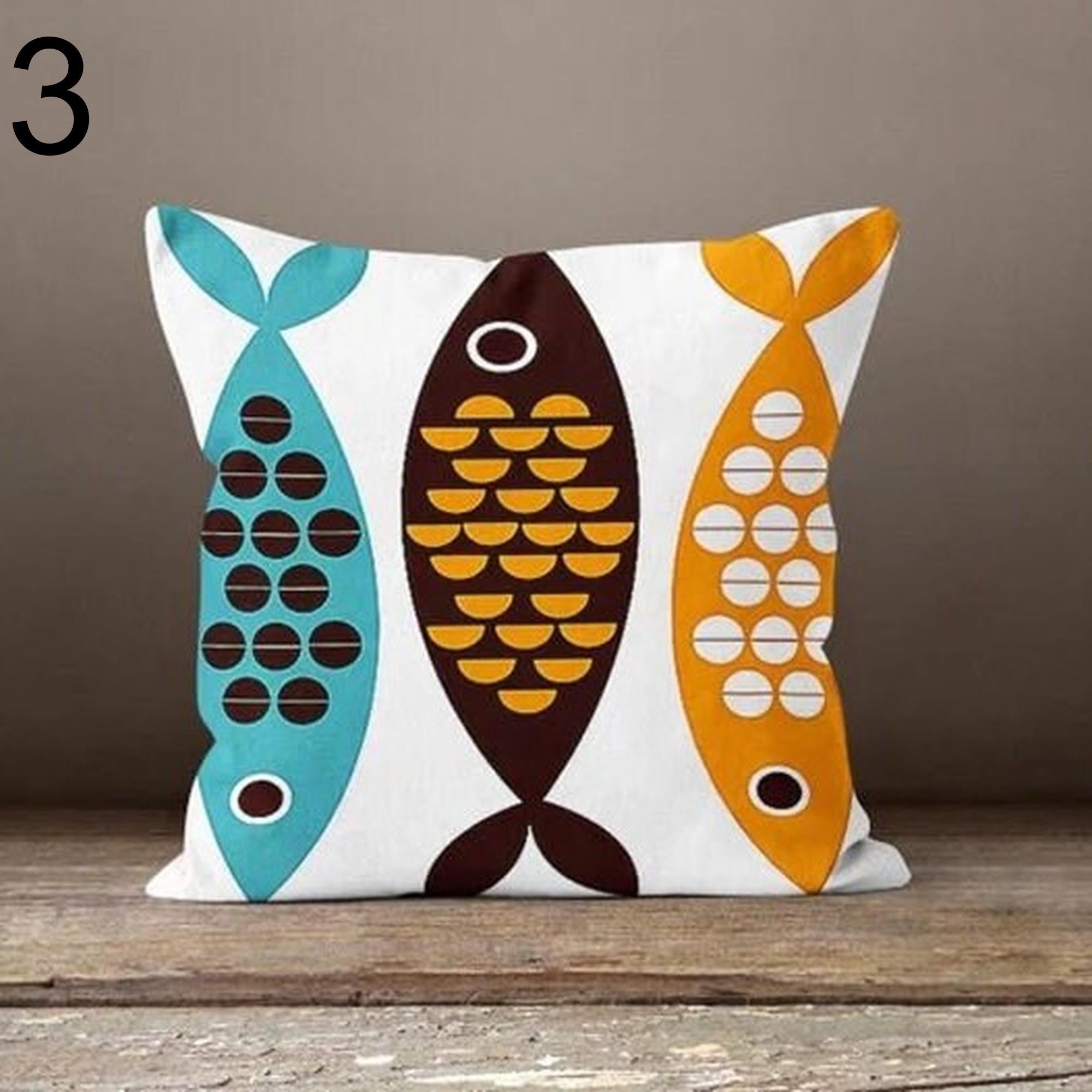 Nautical Pillow Cover, Decorative Fish Pillowcase, Beach Home Decor, Sea Life Cushion Cover, Nautical Summer Pillow Cover