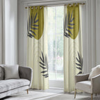 Abstract Leaf Window Curtains, Modern Minimalist Curtains, Modern Astract Blackout Curtain Panel, Natural Minimalist Grommet Drapes