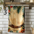 Retro Beach Tea Towels, Coastal Summer Kitchen Decor, Seaside Dish Towels, Tropical Retro Kitchen Towels, Summer Kitchen Gift